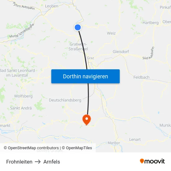 Frohnleiten to Arnfels map