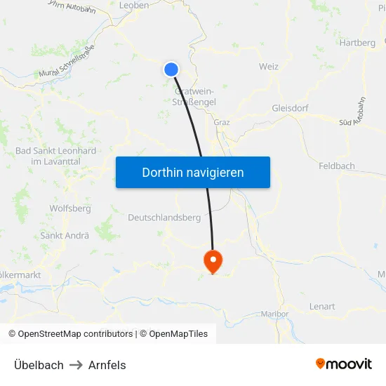 Übelbach to Arnfels map