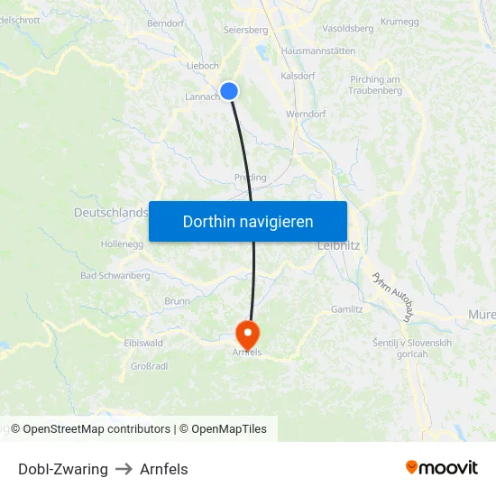 Dobl-Zwaring to Arnfels map