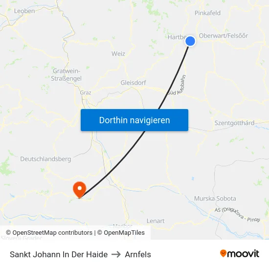 Sankt Johann In Der Haide to Arnfels map