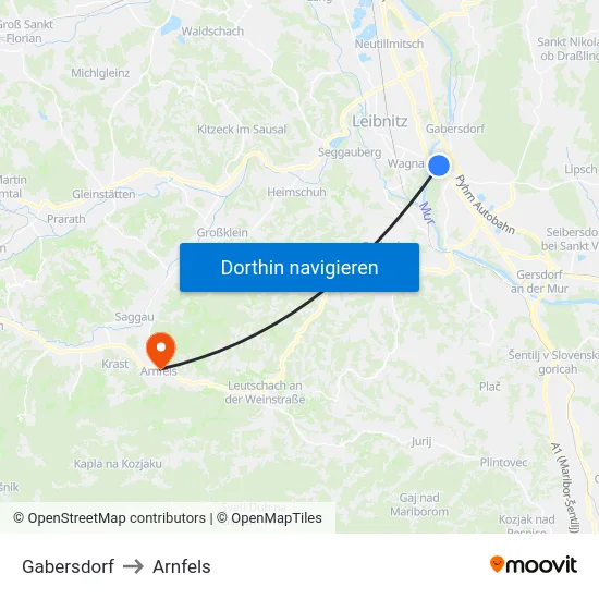 Gabersdorf to Arnfels map