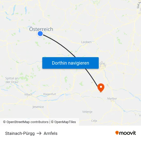 Stainach-Pürgg to Arnfels map