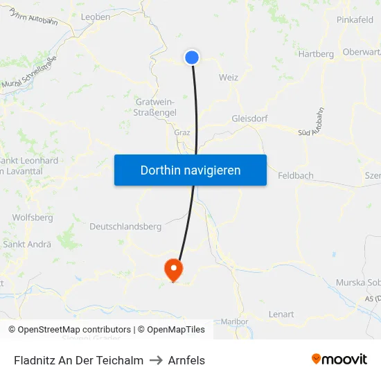 Fladnitz An Der Teichalm to Arnfels map