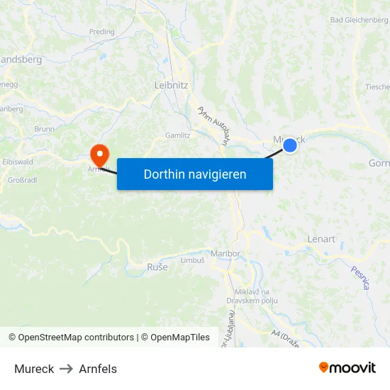 Mureck to Arnfels map