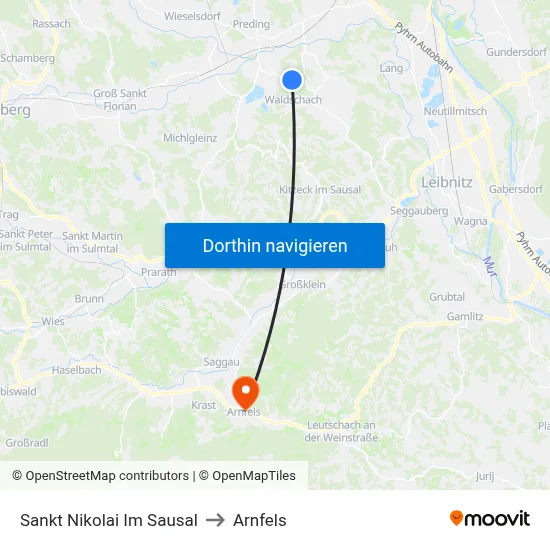 Sankt Nikolai Im Sausal to Arnfels map