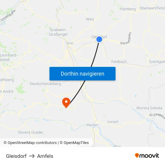 Gleisdorf to Arnfels map