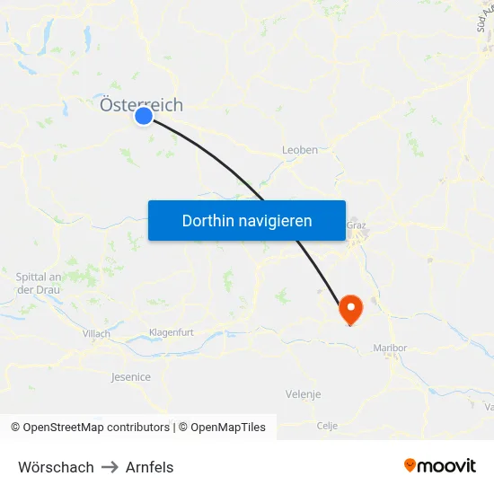 Wörschach to Arnfels map