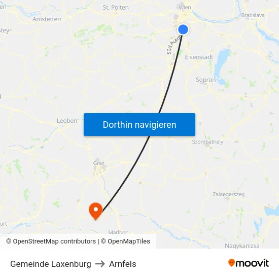 Gemeinde Laxenburg to Arnfels map