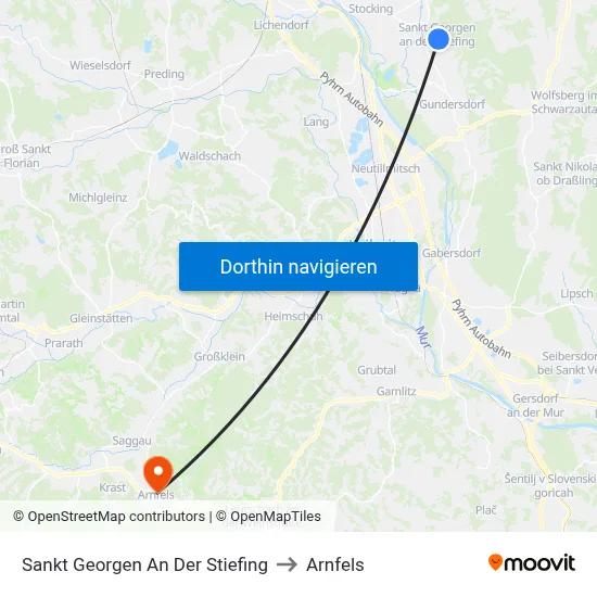 Sankt Georgen An Der Stiefing to Arnfels map