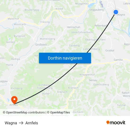 Wagna to Arnfels map