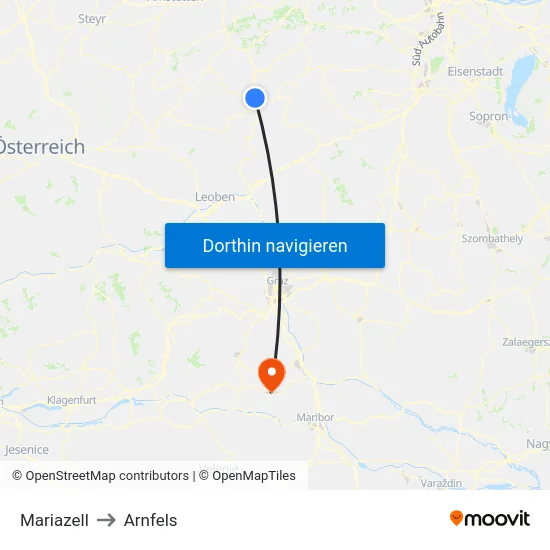 Mariazell to Arnfels map