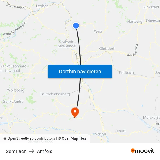 Semriach to Arnfels map