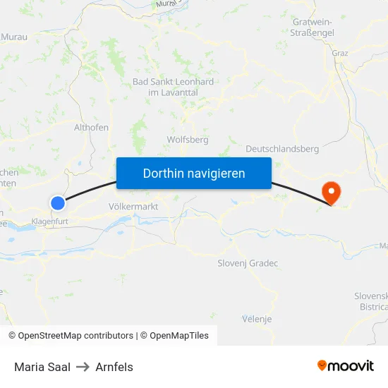 Maria Saal to Arnfels map