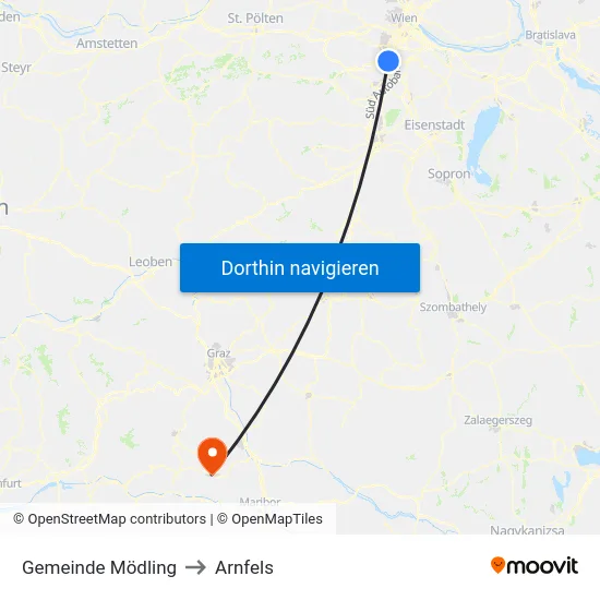 Gemeinde Mödling to Arnfels map