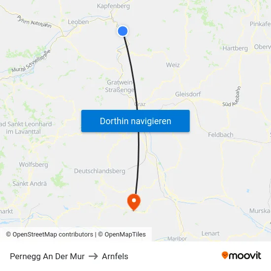 Pernegg An Der Mur to Arnfels map