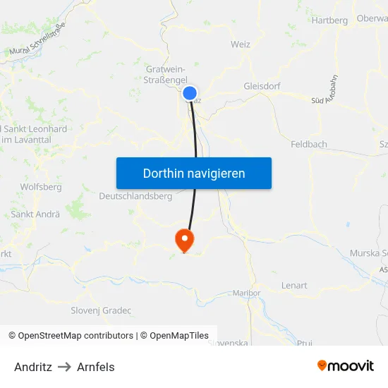 Andritz to Arnfels map