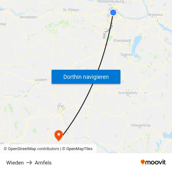 Wieden to Arnfels map