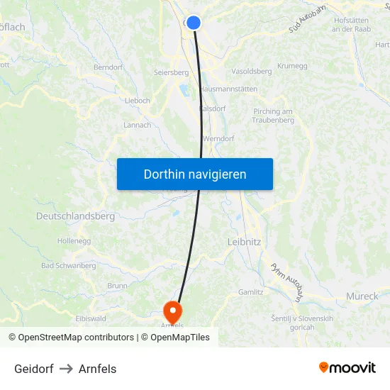 Geidorf to Arnfels map