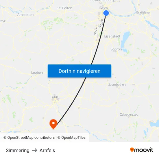 Simmering to Arnfels map