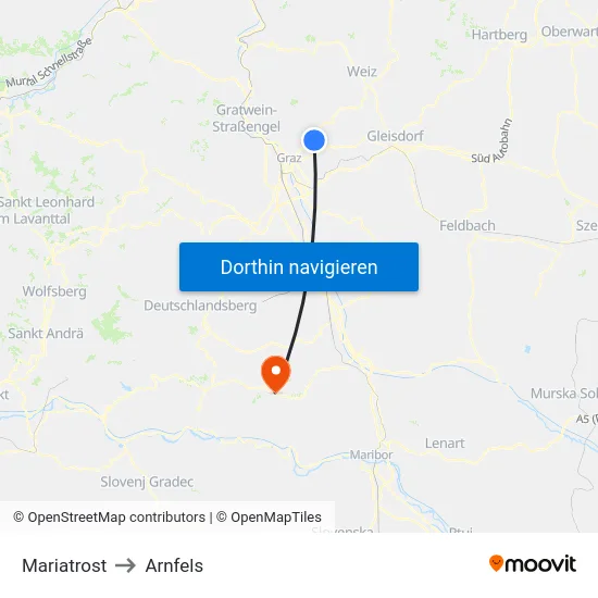 Mariatrost to Arnfels map