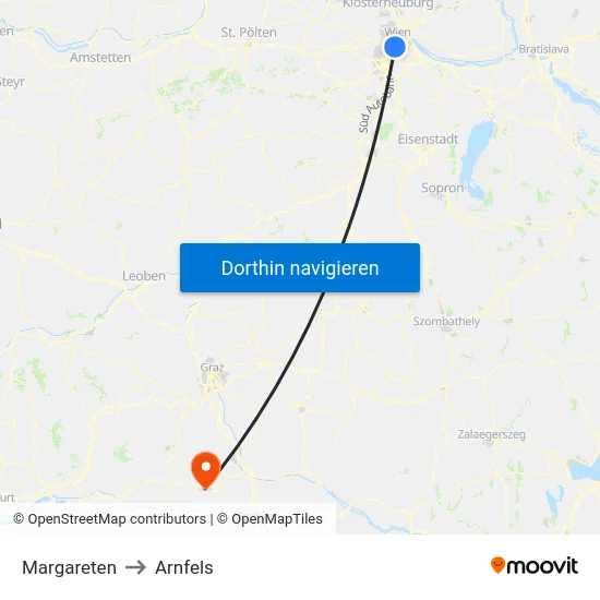 Margareten to Arnfels map