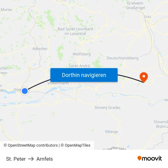 St. Peter to Arnfels map