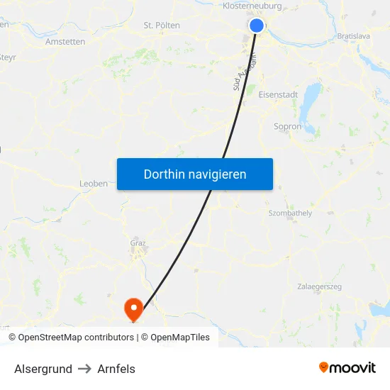 Alsergrund to Arnfels map