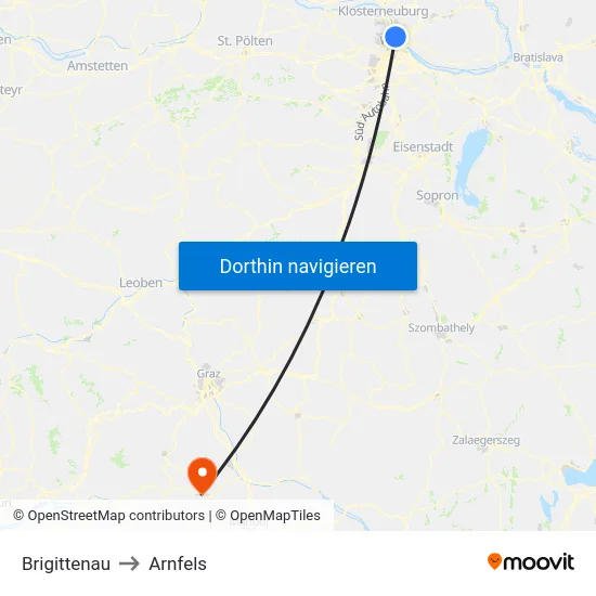 Brigittenau to Arnfels map