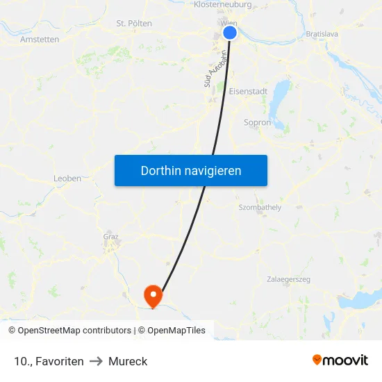 10., Favoriten to Mureck map