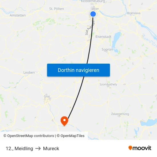 12., Meidling to Mureck map