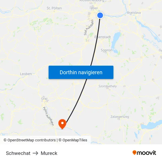 Schwechat to Mureck map