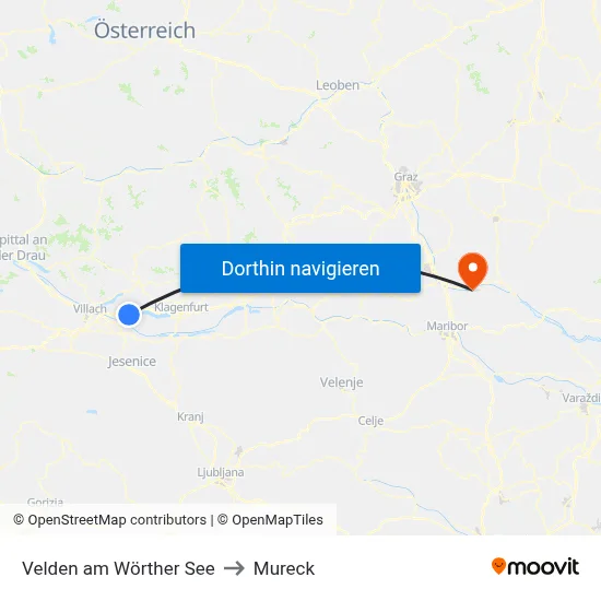 Velden am Wörther See to Mureck map