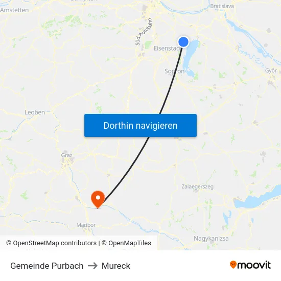 Gemeinde Purbach to Mureck map