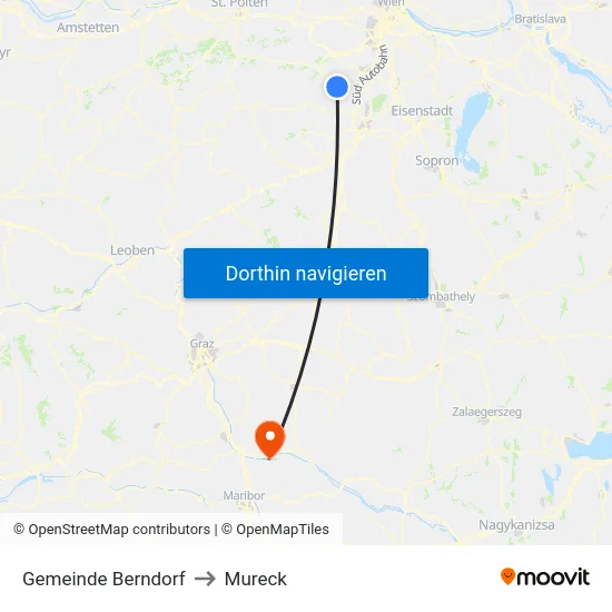 Gemeinde Berndorf to Mureck map