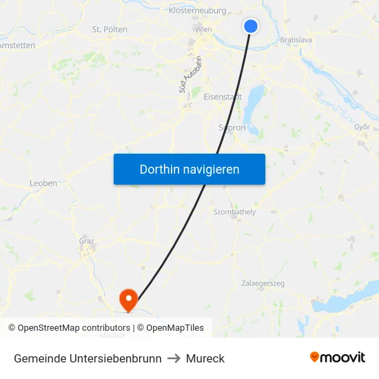 Gemeinde Untersiebenbrunn to Mureck map