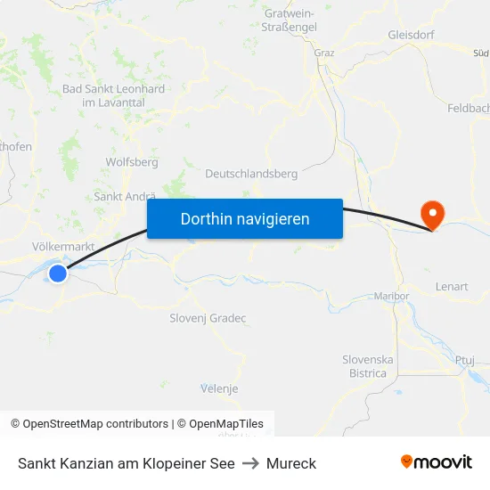 Sankt Kanzian am Klopeiner See to Mureck map