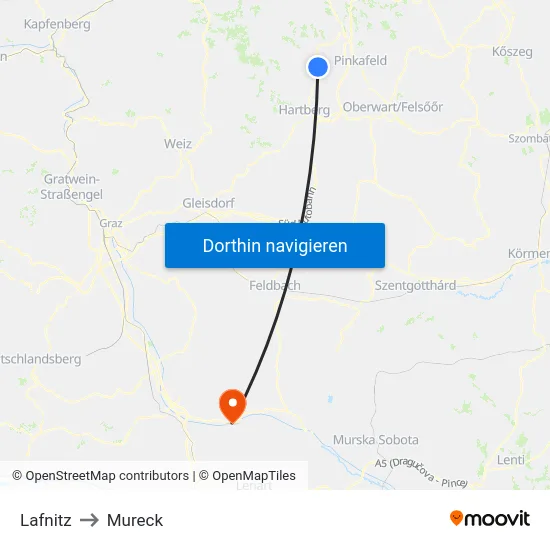 Lafnitz to Mureck map