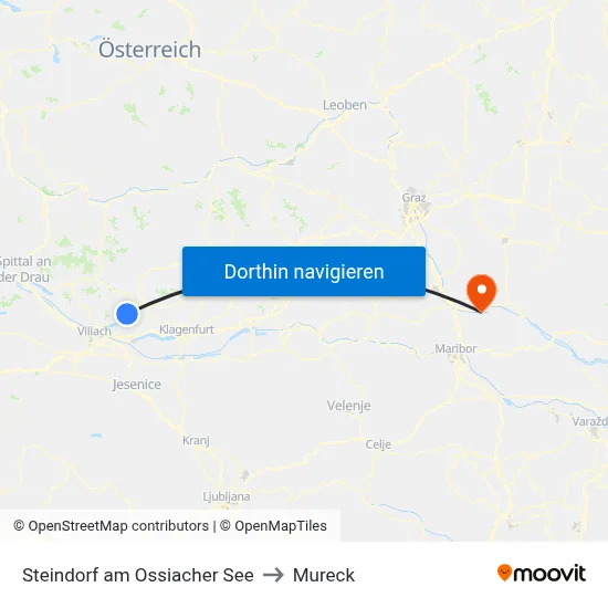 Steindorf am Ossiacher See to Mureck map