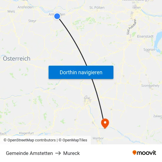 Gemeinde Amstetten to Mureck map