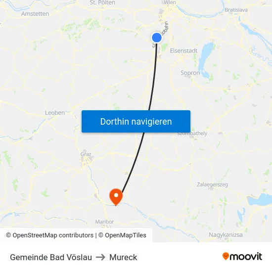 Gemeinde Bad Vöslau to Mureck map