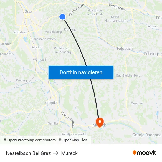 Nestelbach Bei Graz to Mureck map