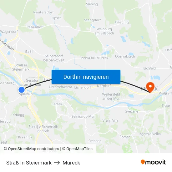 Straß In Steiermark to Mureck map