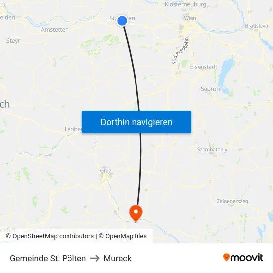 Gemeinde St. Pölten to Mureck map