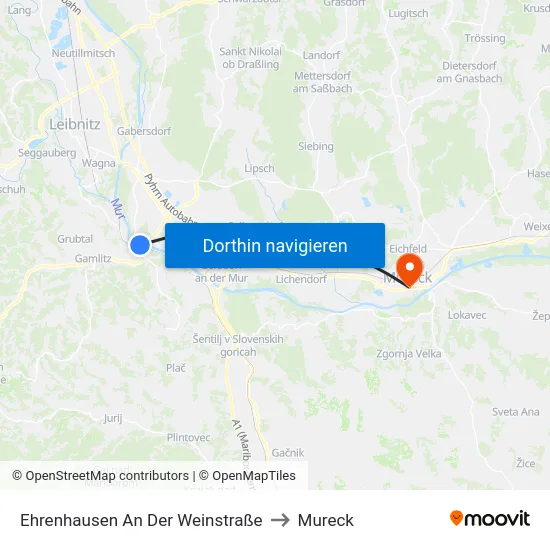 Ehrenhausen An Der Weinstraße to Mureck map
