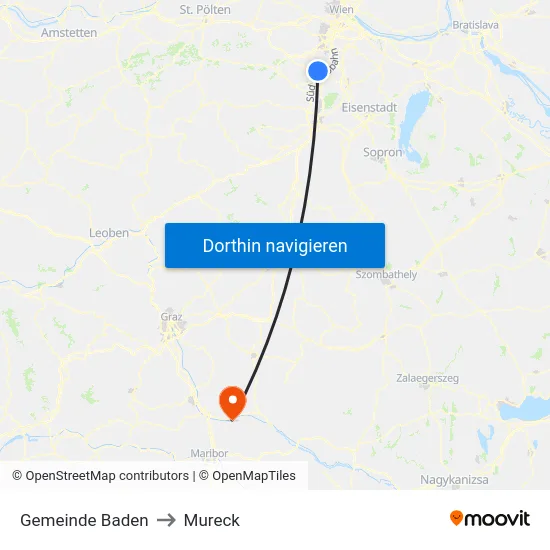 Gemeinde Baden to Mureck map