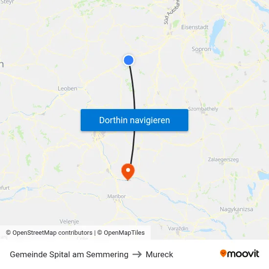 Gemeinde Spital am Semmering to Mureck map
