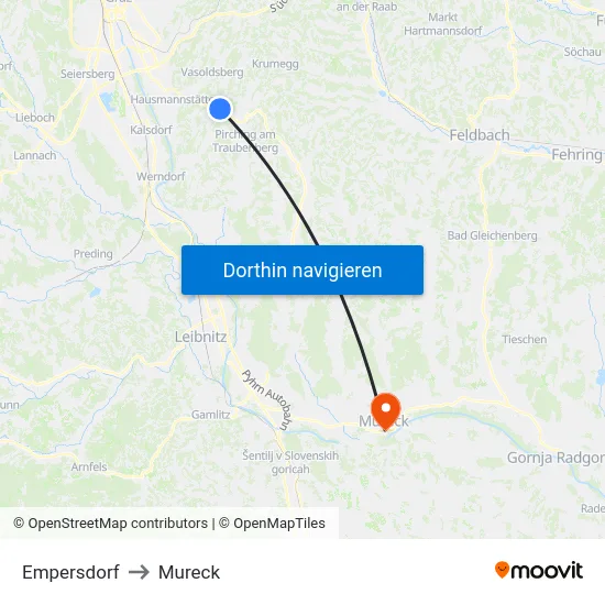 Empersdorf to Mureck map