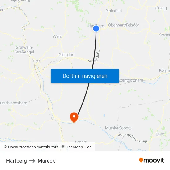 Hartberg to Mureck map
