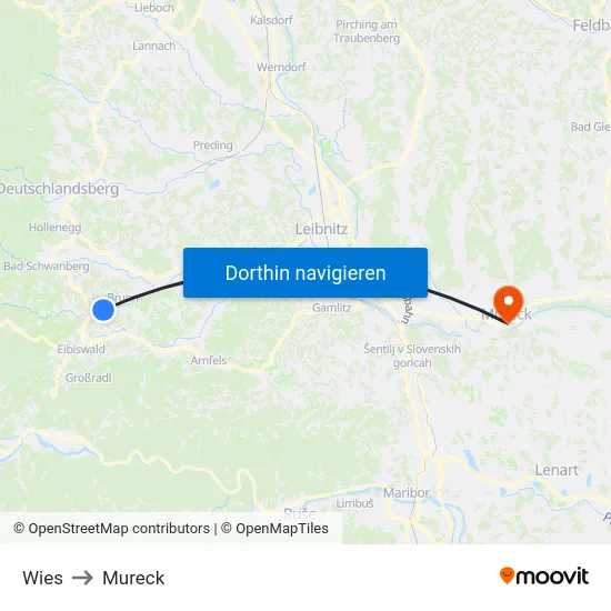 Wies to Mureck map