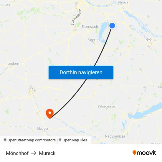 Mönchhof to Mureck map